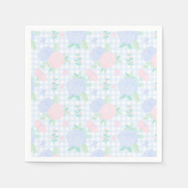 Guardanapo De Papel Preppy Watercolor Floral Gingham Birthday