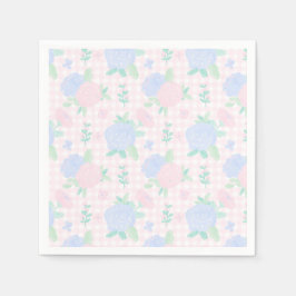 Guardanapo De Papel Preppy Watercolor Floral Gingham Birthday