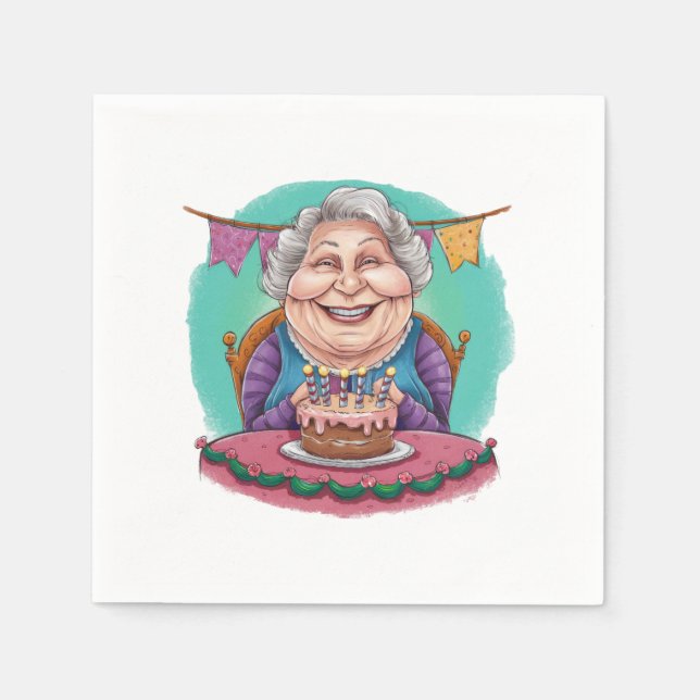 Guardanapo De Papel Presente de Bolo de Aniversário da Vovó Fofa (Frente)