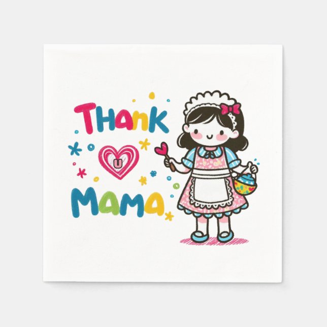 Guardanapo De Papel Presente de dia de as mães | Obrigado Mãe (Frente)