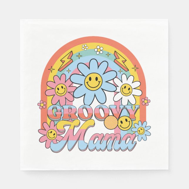 Guardanapo De Papel Presente do Dia das Mães | Groovy Mama (Frente)
