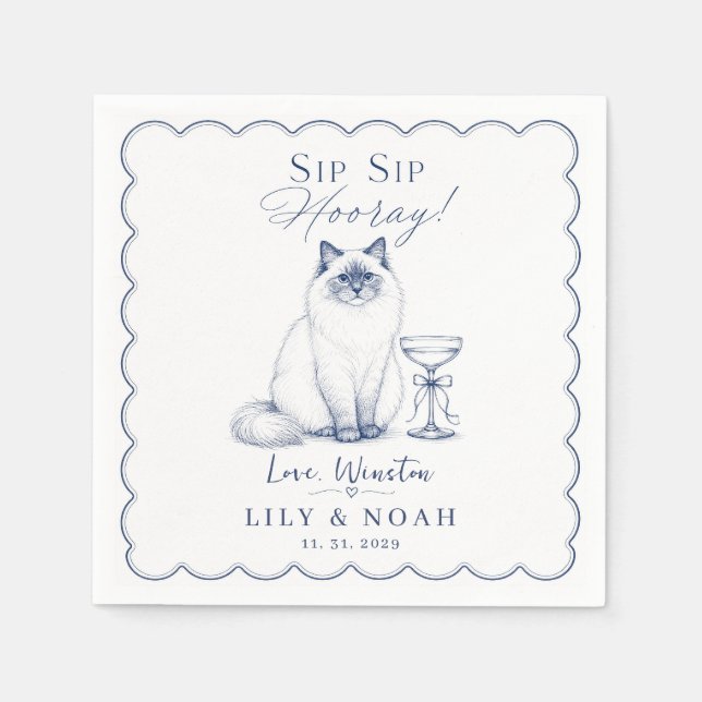 Guardanapo De Papel Presente personalizado de casamento azul para aman (Frente)