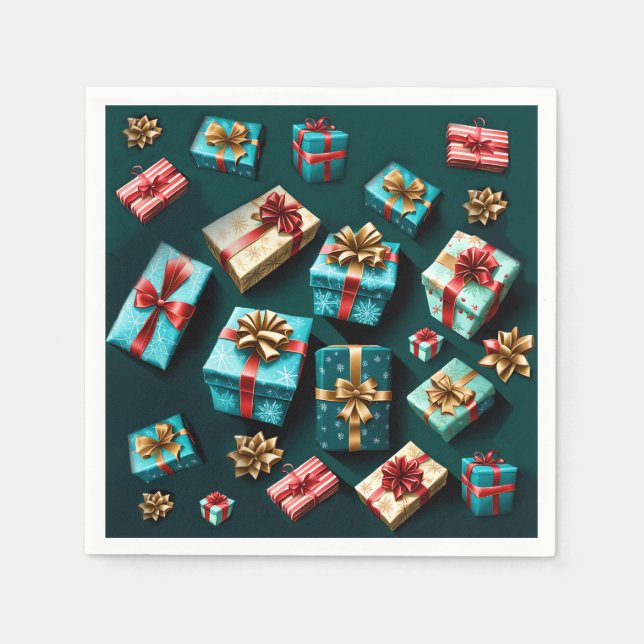 Guardanapo De Papel Presentes de Feriado Na moda Quebra Dourada Azul V (Frente)