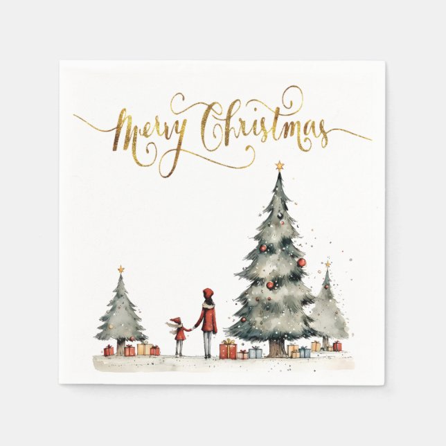 Guardanapo De Papel Presentes de Natal debaixo da árvore (Frente)
