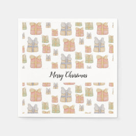 Guardanapo De Papel Presentes de Natal Vintage Fofos Arte Aquarela