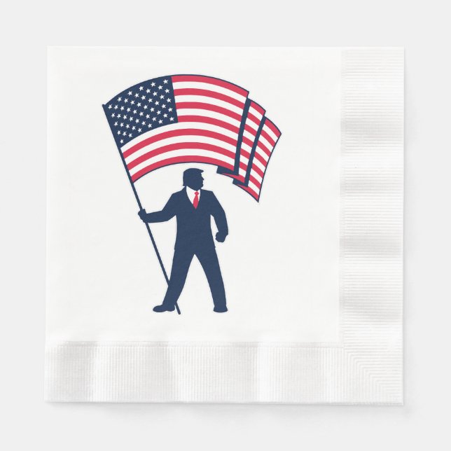 Guardanapo De Papel Presidente Trump Bearing Bandeira dos EUA (Frente)