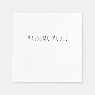 Guardanapo De Papel Preto Branco Simples Elegante Casual Com Nome Próp