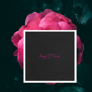 Guardanapo De Papel Preto com Cocktail de Texto Rosa Quente