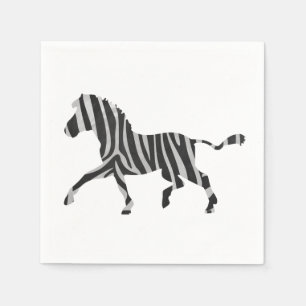 Guardanapo De Papel Preto da zebra e luz - silhueta cinzenta
