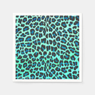 Guardanapo De Papel Preto do leopardo e impressão da cerceta