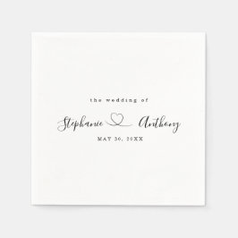 Guardanapo De Papel Preto e Branco Minimalista com Casamento Cardíaco