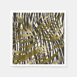 Guardanapo De Papel Preto e Dourado Estampa de Zebra Safari Chic Glamo