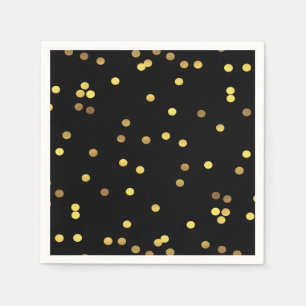 Guardanapo De Papel Preto elegante dos confetes da folha Dourado
