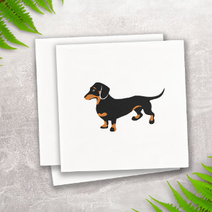 Guardanapo De Papel Preto pequeno bonito e Dachshund de Tan - cão de
