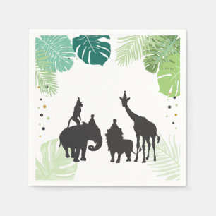 Guardanapo De Papel Preto selvagem dos animais da selva do jardim