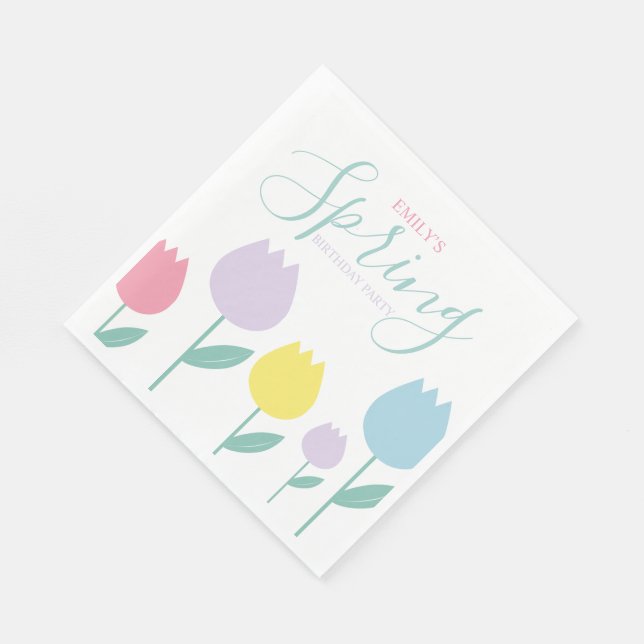 Guardanapo De Papel Pretty Spring Tulips Pastel Floral Birthday Party (Quina)