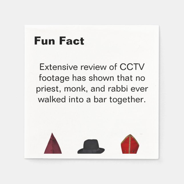 Guardanapo De Papel Priest Monk Rabbi Hats Fun Fact Cocktail (Frente)
