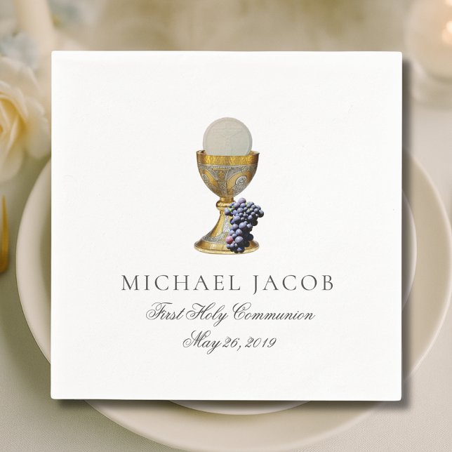 Guardanapo De Papel Prima Santa Comunhão de Chalice Católica (Criador carregado)