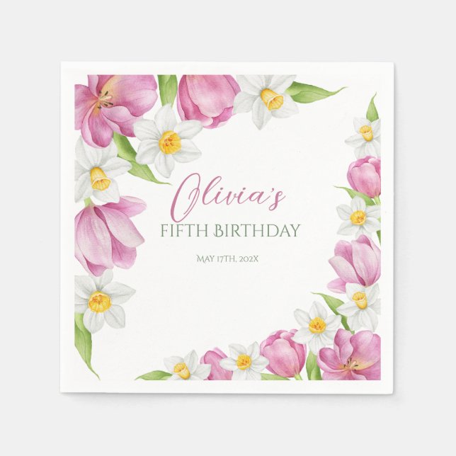 Guardanapo De Papel Primavera Aniversário de criança de ventilador col (Frente)