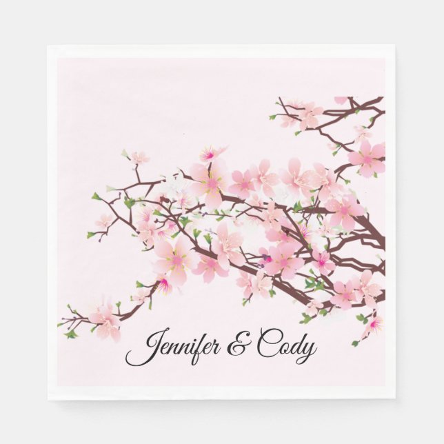 Guardanapo De Papel Primavera Cherry Blossoms Casamento Personalizar N (Frente)