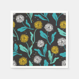 Guardanapo De Papel Primavera Dandelion Flores e Folhas Design