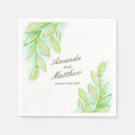 Guardanapo De Papel Primavera de aquarela de casamento deixa verde per