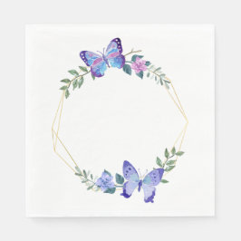 Guardanapo De Papel Primavera de Casamento Azul Floral-Borboleta