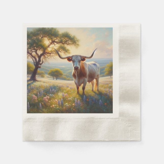 Guardanapo De Papel Primavera do Texas longhorn (Frente)