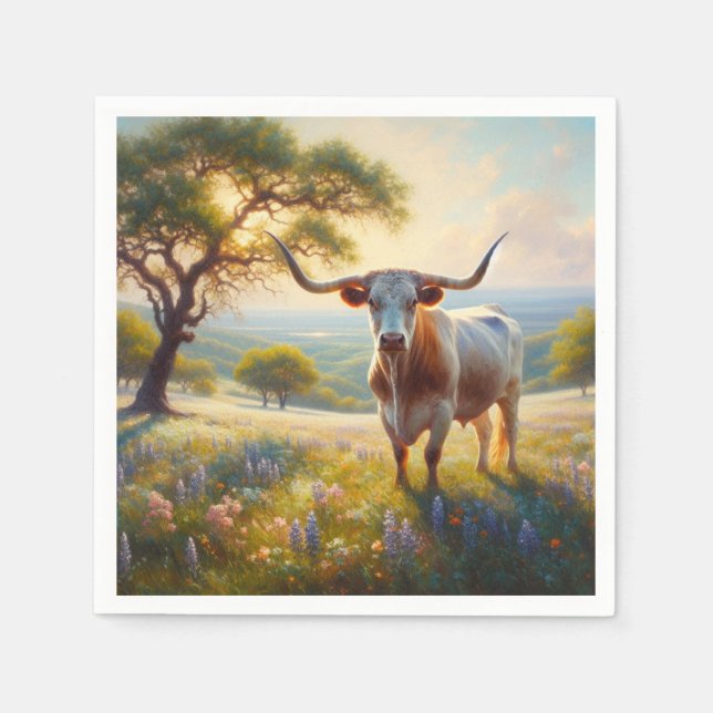 Guardanapo De Papel Primavera do Texas longhorn (Frente)