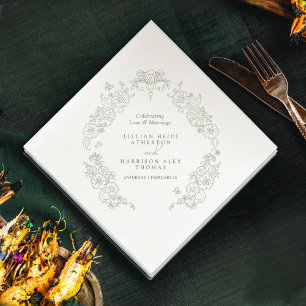 Guardanapo De Papel Primavera Fleur de lis, sábado verde branco