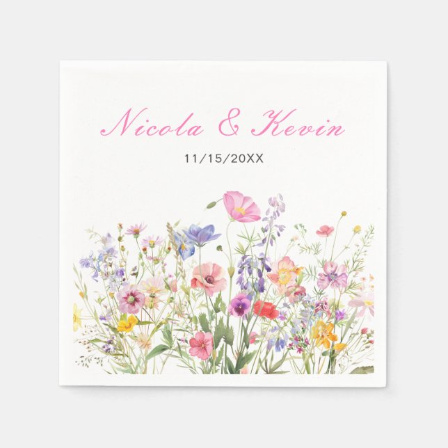 Guardanapo De Papel Primavera Floral de flor selvagem (Frente)