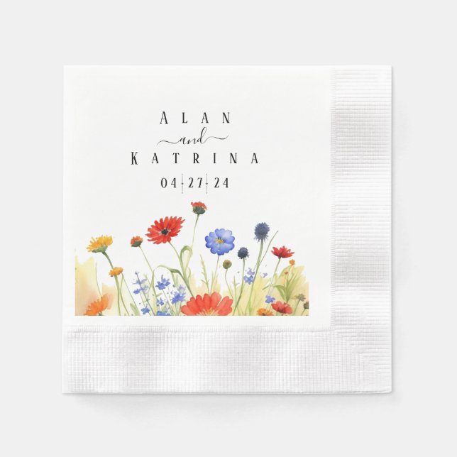 Guardanapo De Papel Primavera Meadow Wildflower (Frente)