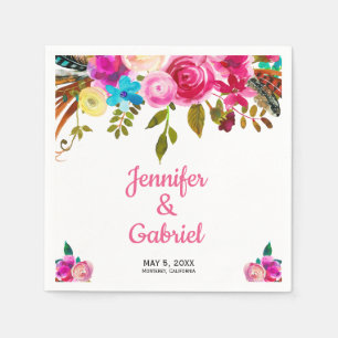 Guardanapo De Papel Primavera Romântico Casamento Floral de Cor de Á
