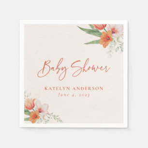 Guardanapo De Papel Primavera Watercolor Peach Floral Girl Chá de fral