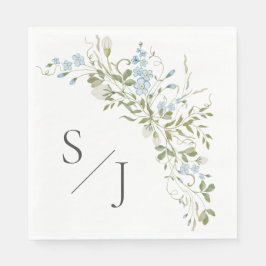 Guardanapo De Papel Primavera Wildflower Blue Green Weding