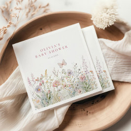 Guardanapo De Papel Primavera Wildflower Field Butterfly Chá de fralda