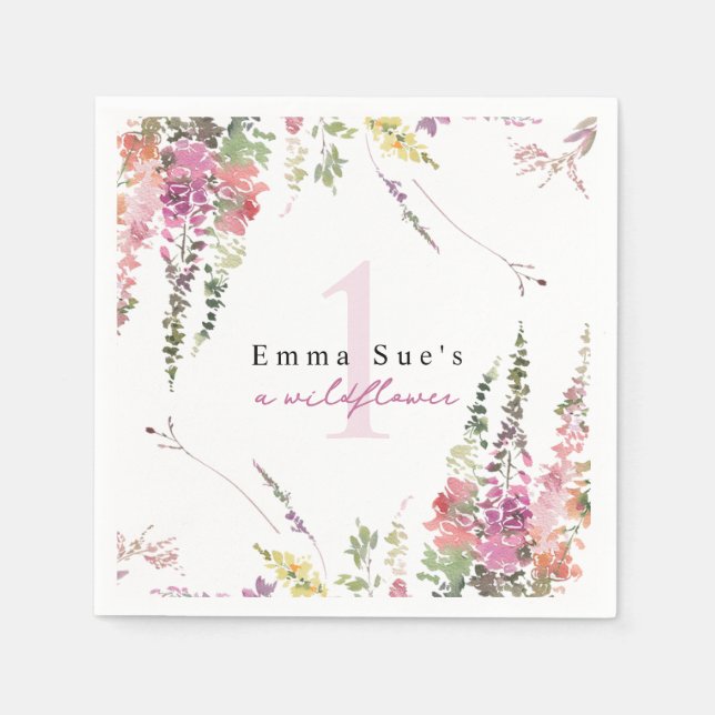 Guardanapo De Papel Primavera Wildflower Floral Birthday Napkins (Frente)