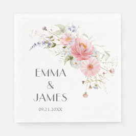 Guardanapo De Papel Primavera Wildflower Pink White Wedkins