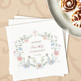 Guardanapo De Papel Primeira Comunhão do Quadro Floral Elegante