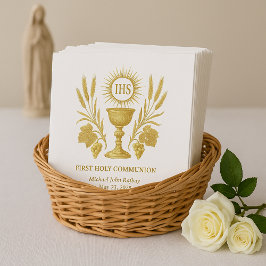 Guardanapo De Papel Primeira Comunhão Dourada Eucharist Chalice