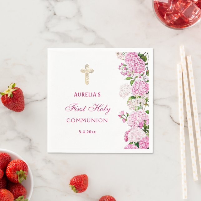 Guardanapo De Papel Primeira Comunhão Hortênsia Rosa (Insitu)