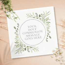 Guardanapo De Papel Primeira Comunhão Verde Folhagem Aquarela Folhas