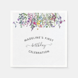 Guardanapo De Papel Primeira Festa de aniversário de Flor Selvagem
