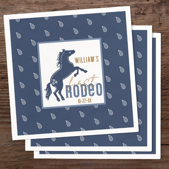 Guardanapo De Papel Primeira Festa de aniversário Rodeo Napkins - Cowb (Navy Blue 1st Rodeo Birthday Napkins)