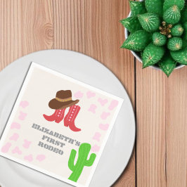 Guardanapo De Papel Primeira Garota de Rodeio Aniversário de 1 ano