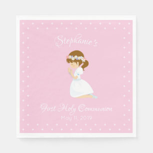 Guardanapo De Papel Primeira menina personalizada do Brunette do