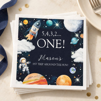 Guardanapo De Papel Primeira Viagem ao Redor do Sol Aniversário Espaci