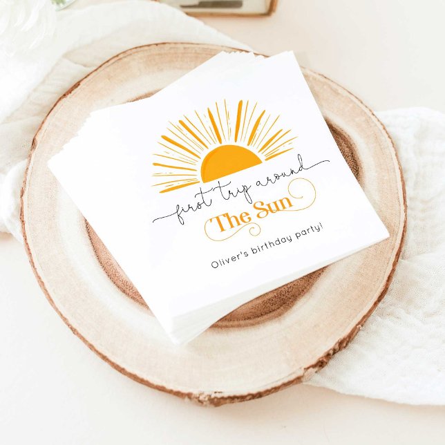 Guardanapo De Papel Primeira viagem ao redor do sol, aniversário mínim (Criador carregado)