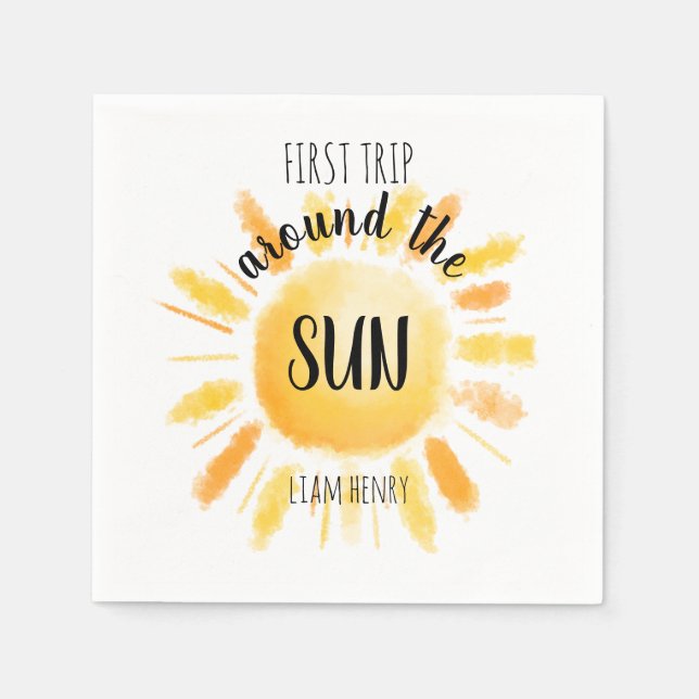 Guardanapo De Papel Primeira Viagem Em Torno Da Festa Do primeiro aniv (Frente)