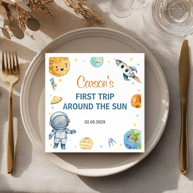 Guardanapo De Papel Primeira Viagem Em Torno Do Sol Aniversário (Criador carregado)